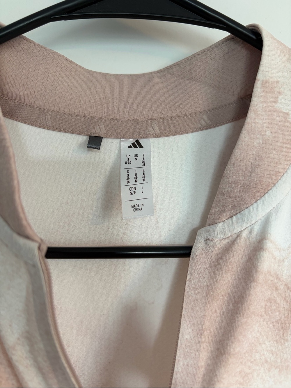 adidas Sleeveless Zip V-Neck Tank in Blush and White Tie-Dye - Picture 4 of 4